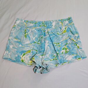 NO BOUNDARIES Blue Green White Abstract Marbled Knit Shorts Size XL 15-17 Beachy